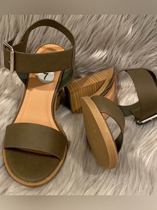 Soda Shoes - Olive Green Sandal Strap Heels